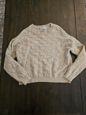 Poof! Cream Checker Knit Sweater
